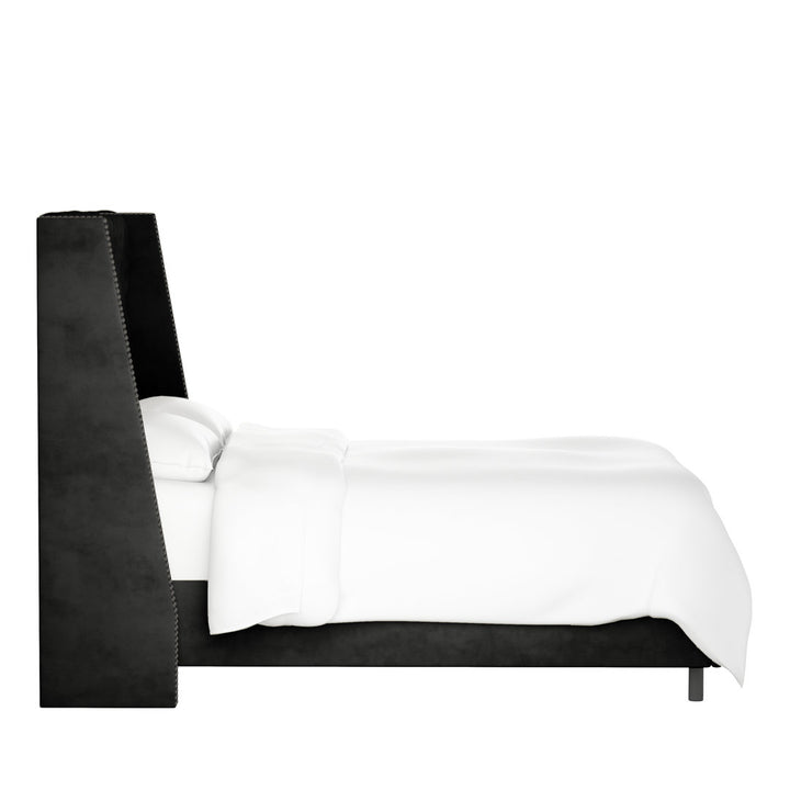 Annabel Upholstered Wingback Bed Kelly Clarkson Home Size: Full Body Fabric: Classic Black Performance Velvet