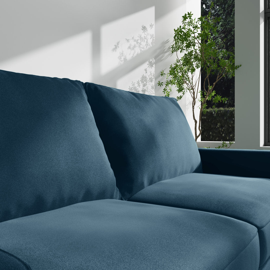Markham 70" Velvet Square Arm Sofa Willa Arlo™ Interiors Fabric: Prussian Blue Polyester