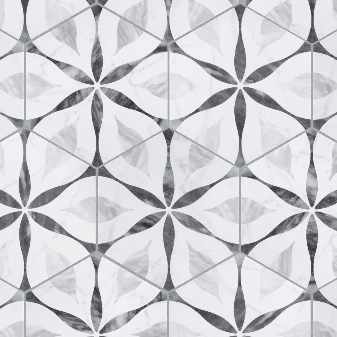Classico Bardiglio Hex 7" x 8" Porcelain Patterned Wall & Floor Tile Merola Tile