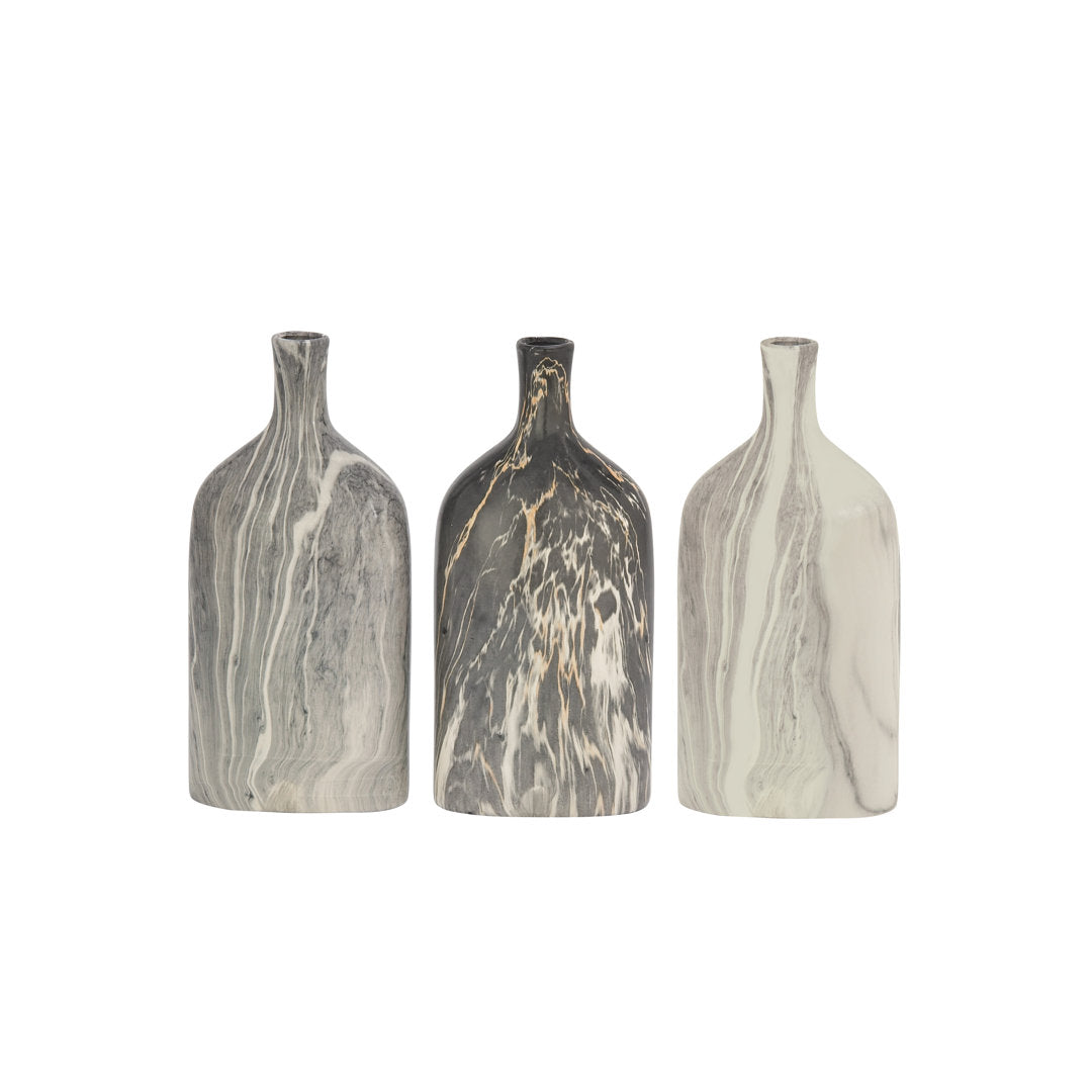 Carllene Black/White/Gray Ceramic Table Vase Set (Set of 3) Brayden Studio®