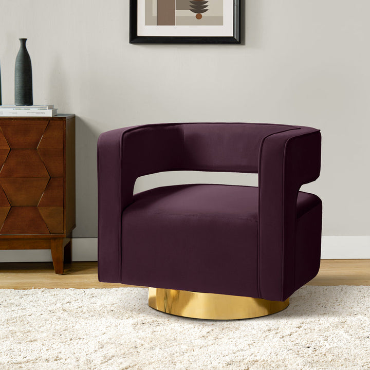 Aysha Velvet Swivel Barrel Chair Willa Arlo™ Interiors Fabric: Purple Velvet
