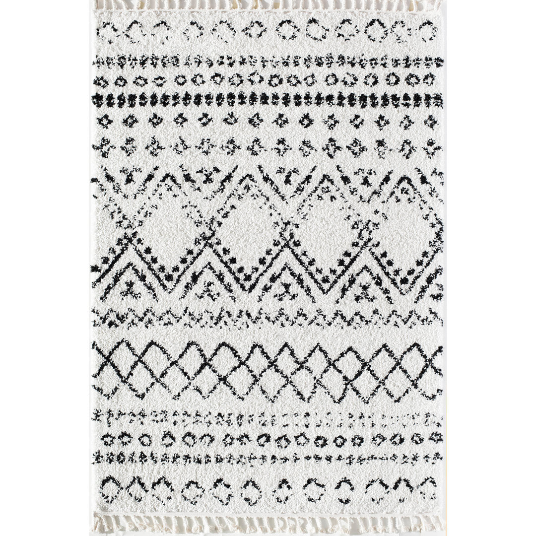 Mason Shag Tribal Whisper White Area Rug CosmoLiving by Cosmopolitan Rug Size: Rectangle 8' x 10'