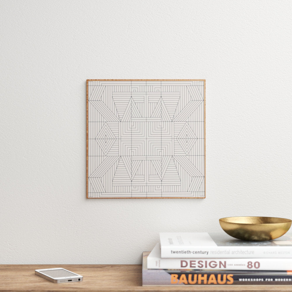 Line Mandala' - Picture Frame Graphic Art Print on Paper Mercury Row® Size: 12" H x 12" W x 1" D