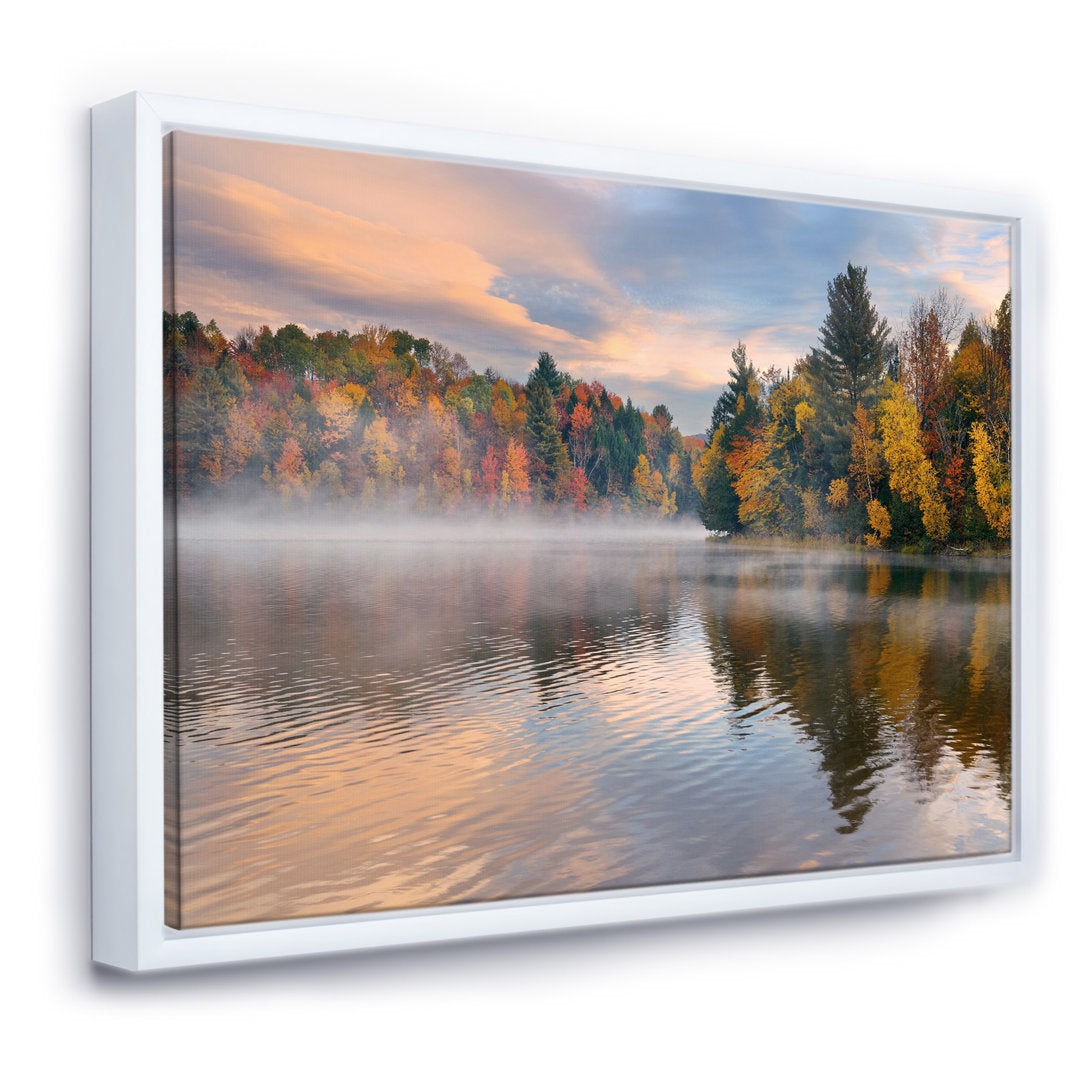 Autumn Foliage by the Lakeside - Photograph Print on Canvas The Twillery Co.® Size: 12" H x 20" W x 1" D Format: White Framed Canvas