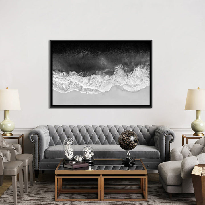 Waves in Black, Gray and White by Maggie Olsen Mercury Row® Size: 32" H x 48" W x 1.5" D Format: Black Framed Canvas
