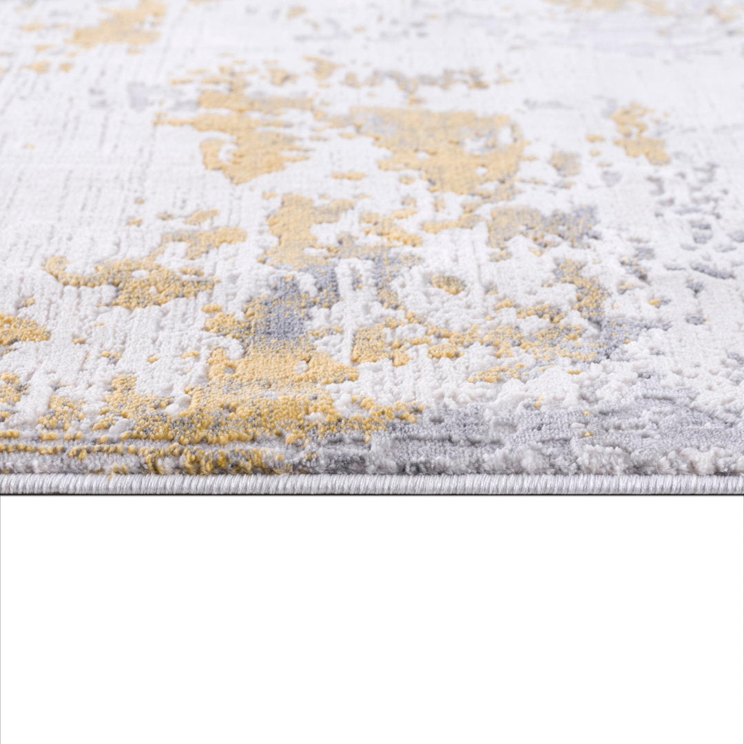 Tylor Abstract Gold Area Rug Williston Forge Rug Size: Runner 2' x 10'