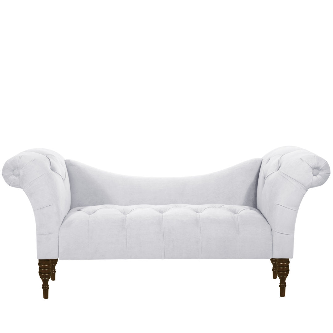 Kareem Upholstered Chaise Lounge Three Posts™ Teen Upholstery Color: Classic White Velvet, Leg Color: Espresso