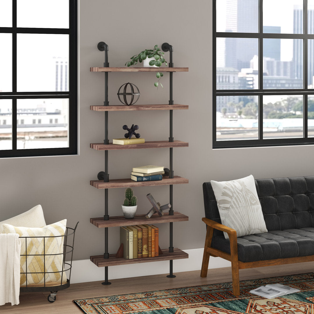 Charter Iron Pipe Wall Mount Ladder Bookcase Steelside™