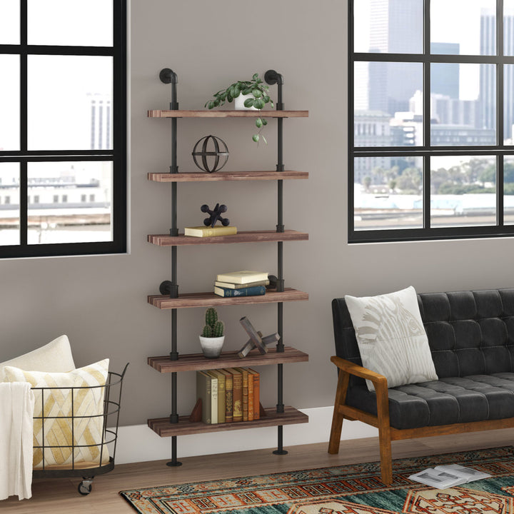 Charter Iron Pipe Wall Mount Ladder Bookcase Steelside™
