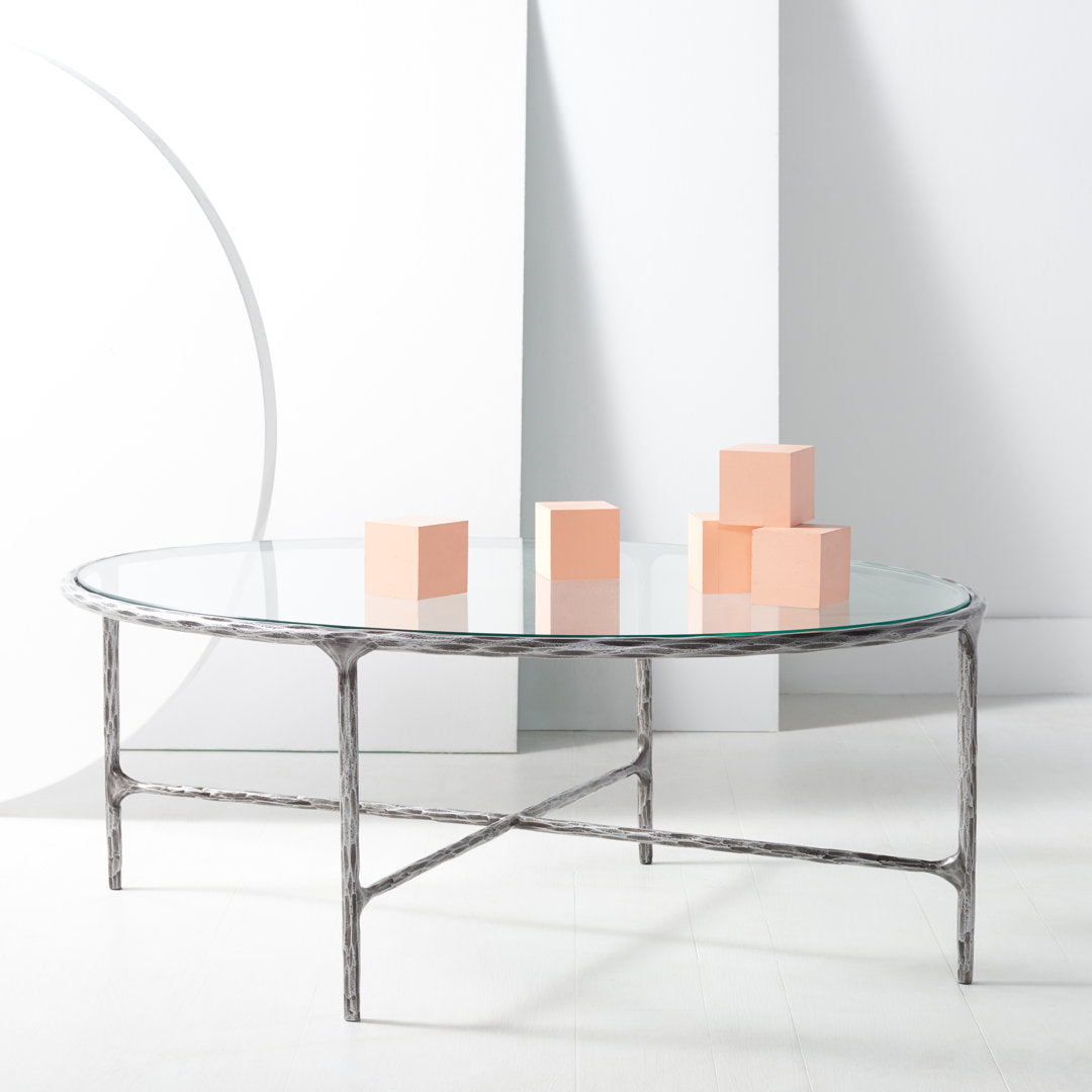 Evelynn 4 Legs Coffee Table Joss & Main Table Top Color: Clear, Table Base Color: Silver