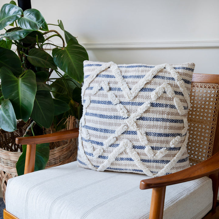 Pillow Textured Stripe Cotton Throw Pillow Rajani Home
