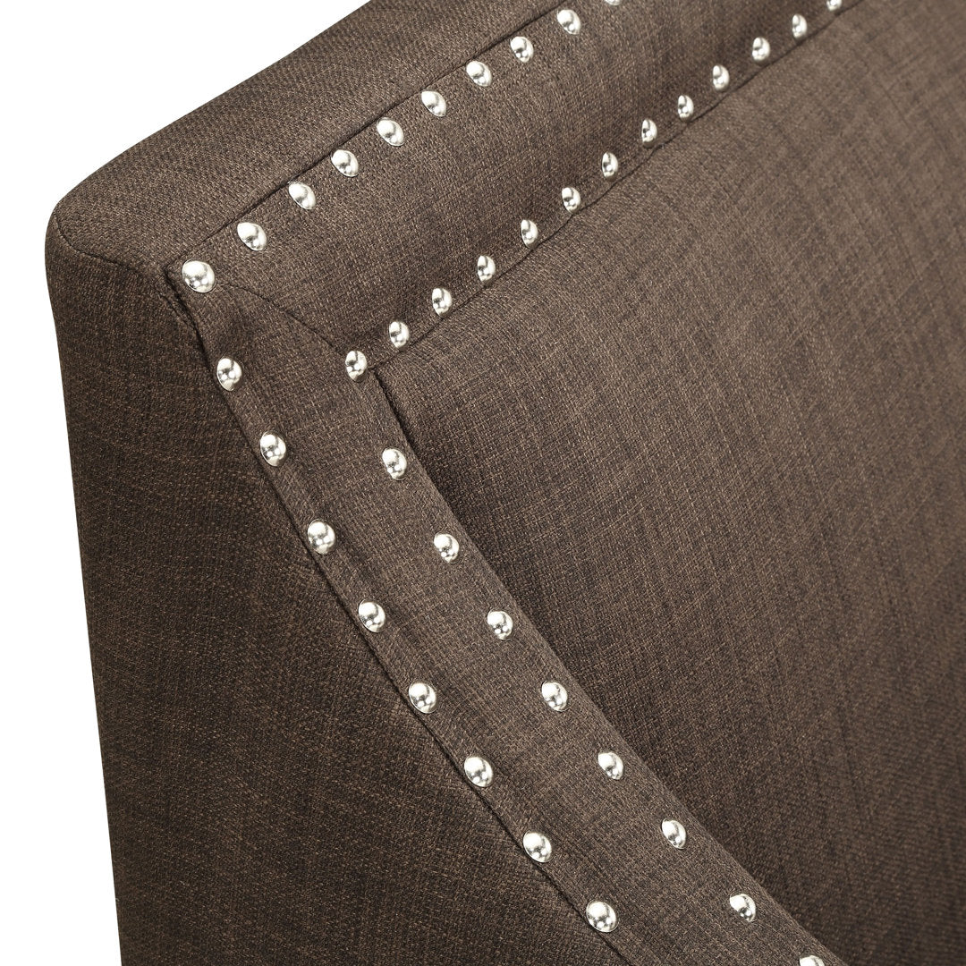 Hilga Erica Accent Armchair With Chrome Nailhead Trim Winston Porter Fabric: Brown Polyester Blend