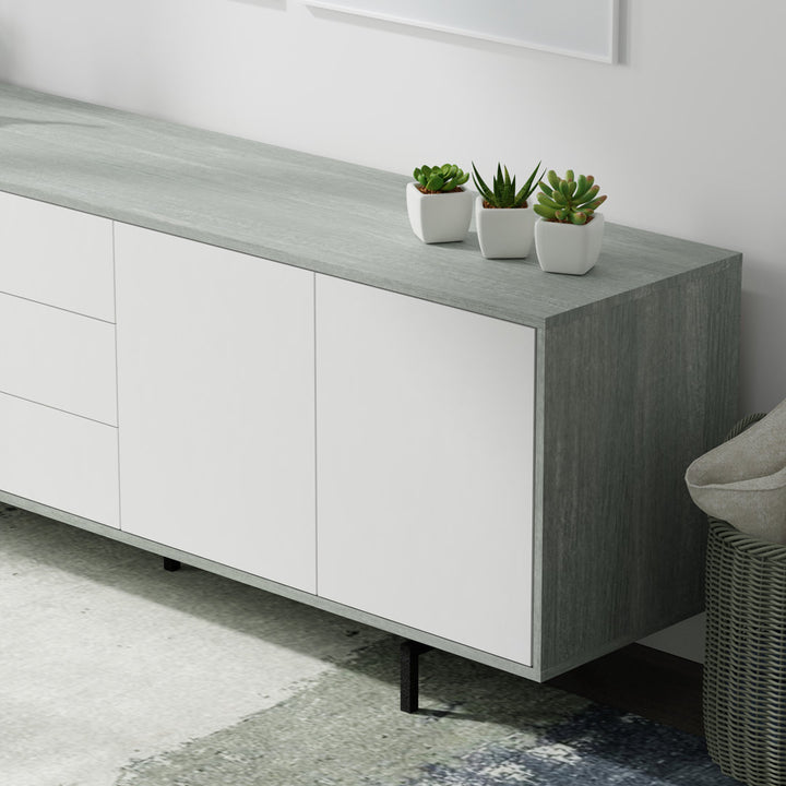 Anirvin TV Stand for TVs up to 88" Wade Logan® Color: Gray/White/Black