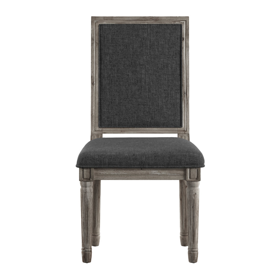 Libretto Solid Wood Side Chair (Set of 2) Kelly Clarkson Home Upholstery Color: Dark Gray, Leg Color: Antique Gray Oak