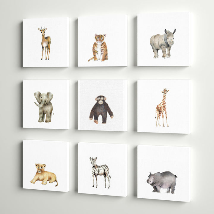 Aylin 'Watercolor Zoo Animal Illustration' 9 Piece Canvas Art Three Posts™ Baby & Kids