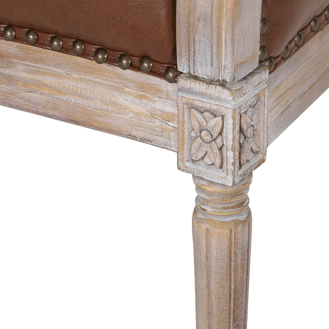 Atenea 49.5'' Upholstered & Birch Wood Loveseat August Grove® Upholstery Color: Cognac Faux Leather
