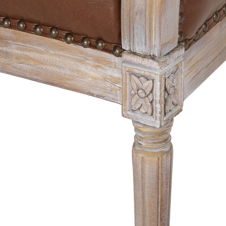 Atenea 49.5'' Upholstered & Birch Wood Loveseat August Grove® Upholstery Color: Cognac Faux Leather