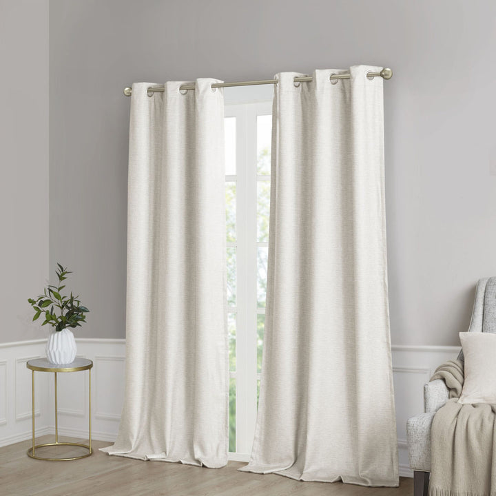Sashay Faux Silk Room Darkening Curtain Panel Pair (Set of 2) Etta Avenue™ Curtain Color: Ivory Size per Panel: 42"W x 84"L