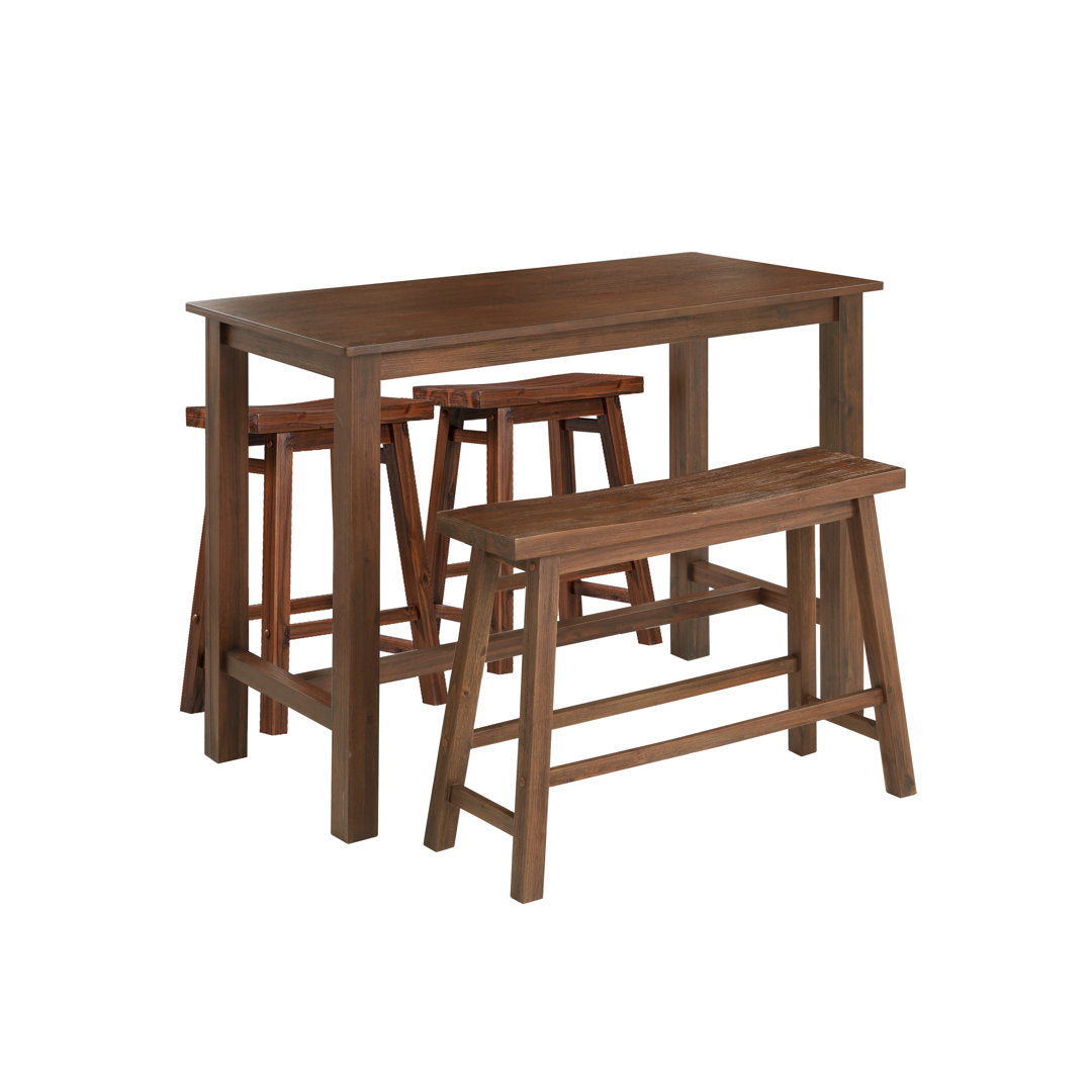 Colynn 4 - Person Counter Height Rubberwood Solid Wood Dining Set Dakota Fields Color: Chestnut Wire-Brush
