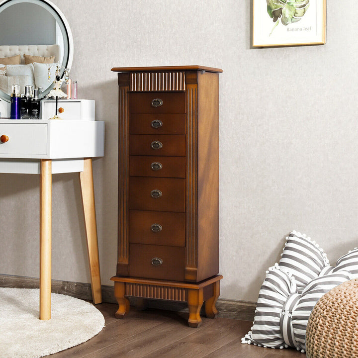 Melitta Wood Free Standing Jewelry Armoire with Mirror Canora Grey