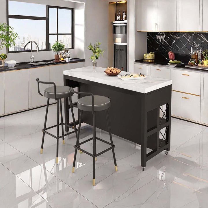 Movable marble island, metal base counter Hart Enjoy life