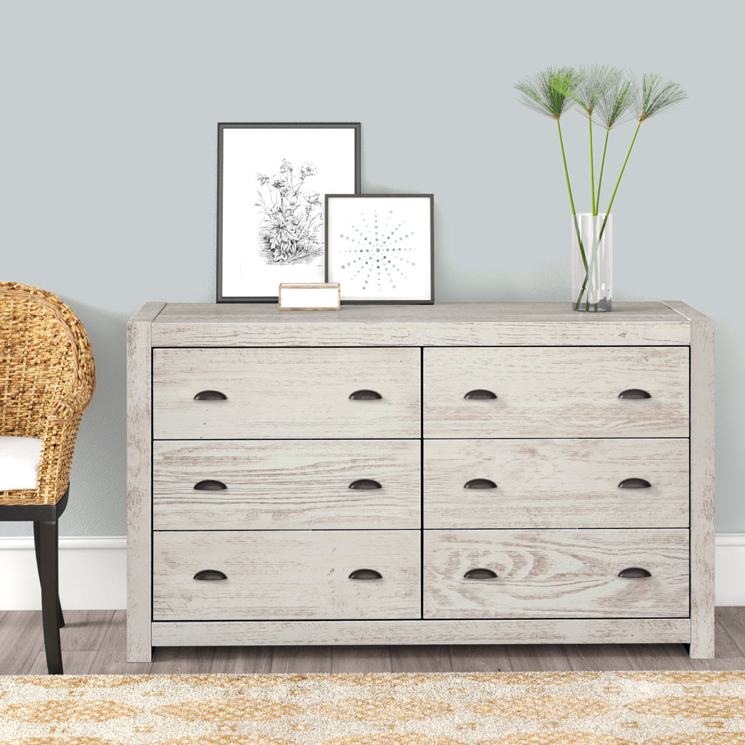 Montauk 6 Drawer Double Dresser Grain Wood Furniture Color: Rustic Off-White
