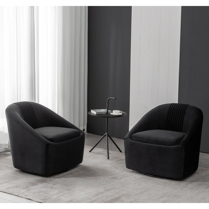 Arrun 28" W Velvet Swivel Barrel Chair (Set of 2) Wade Logan® Fabric: Black Velvet