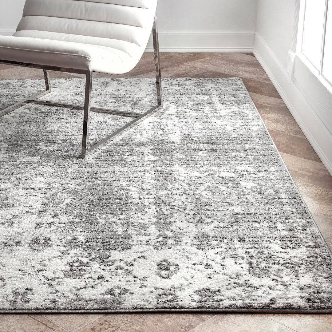 Deedra Modern Abstract Power Loom Performance Gray/White Rug 17 Stories Rug Size: Rectangle 10' x 14'