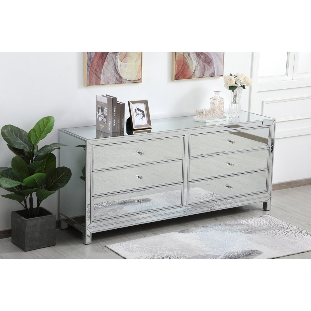 Rotella Mirrored 6 Drawer Double Dresser Everly Quinn Color: Silver