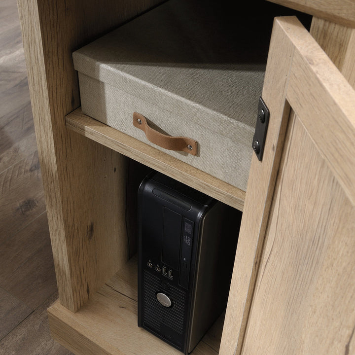Aspen Post L-Shape Executive Desk Upper Square™ Color: Prime Oak