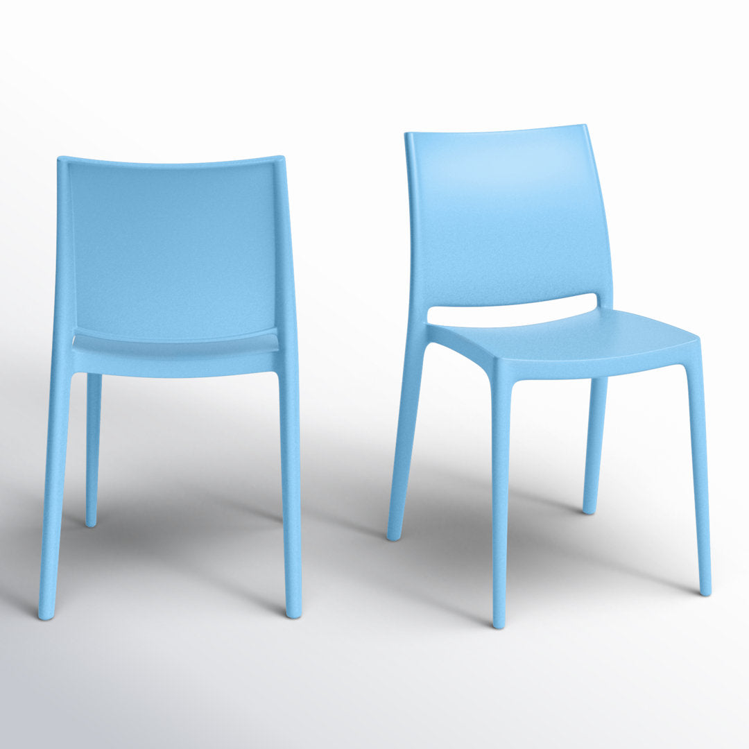 Burt Stacking Patio Dining Side Chair (Set of 2) AllModern Color: Light Blue