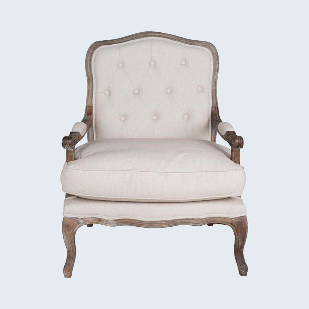 Adalee 29" Wide Tufted Linen Armchair Sand & Stable™ Upholstery Color: Muslin Beige