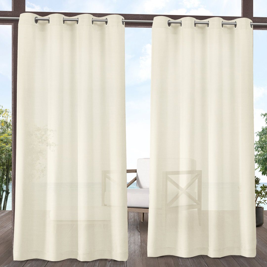 Exclusive Home Miami Semi-Sheer Textured Indoor/Outdoor Grommet Top Curtain Panel Pair (Set of 2) Breakwater Bay Curtain Color: Ivory Size per Panel: 54"W x 96"L