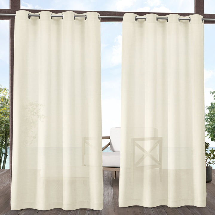 Exclusive Home Miami Semi-Sheer Textured Indoor/Outdoor Grommet Top Curtain Panel Pair (Set of 2) Breakwater Bay Curtain Color: Ivory Size per Panel: 54"W x 96"L