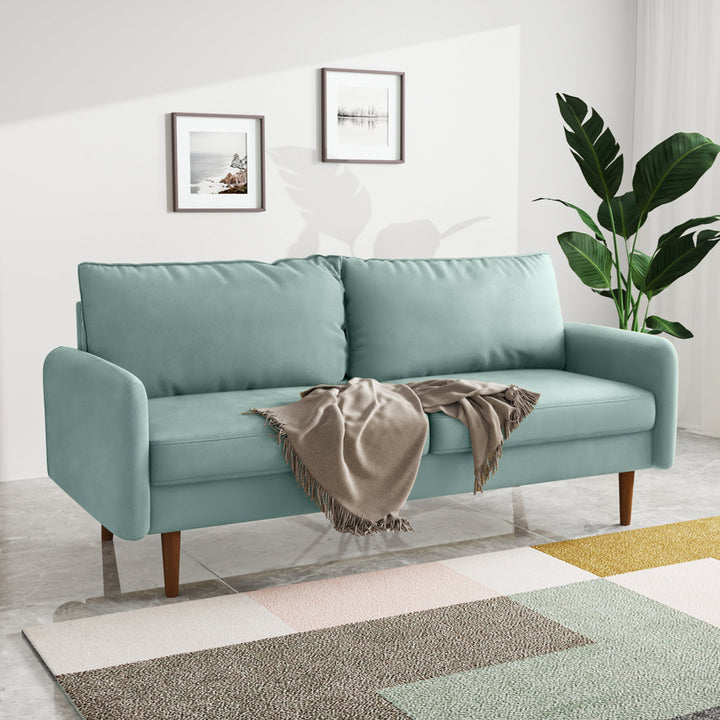 Anacapa 70" Velvet Round Arm Sofa Corrigan Studio® Fabric: Aqua Turquoise Velvet