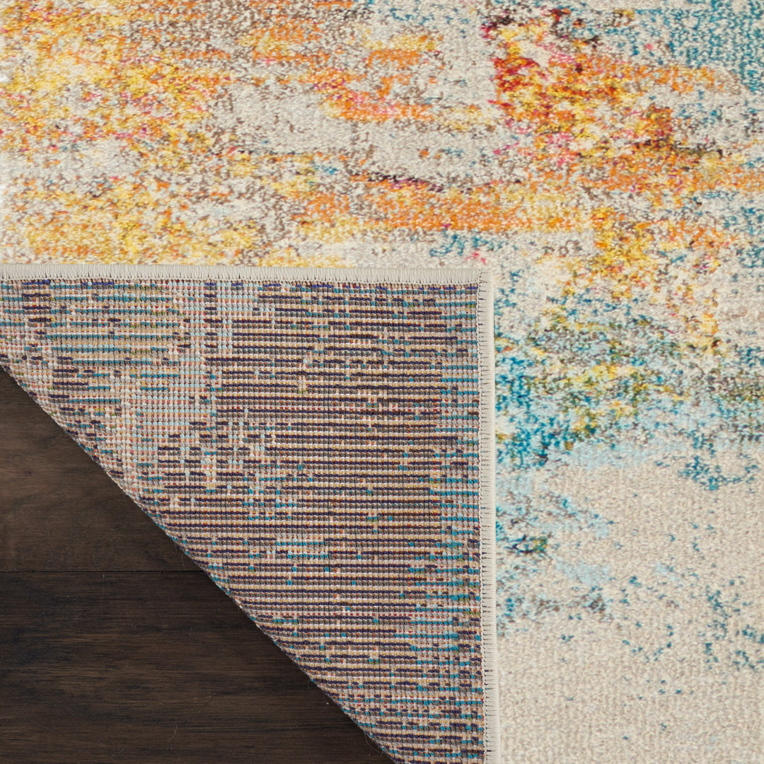 Adrihana Abstract Blue/Yellow Area Rug Williston Forge Rug Size: Rectangle 2'2" x 3'9"