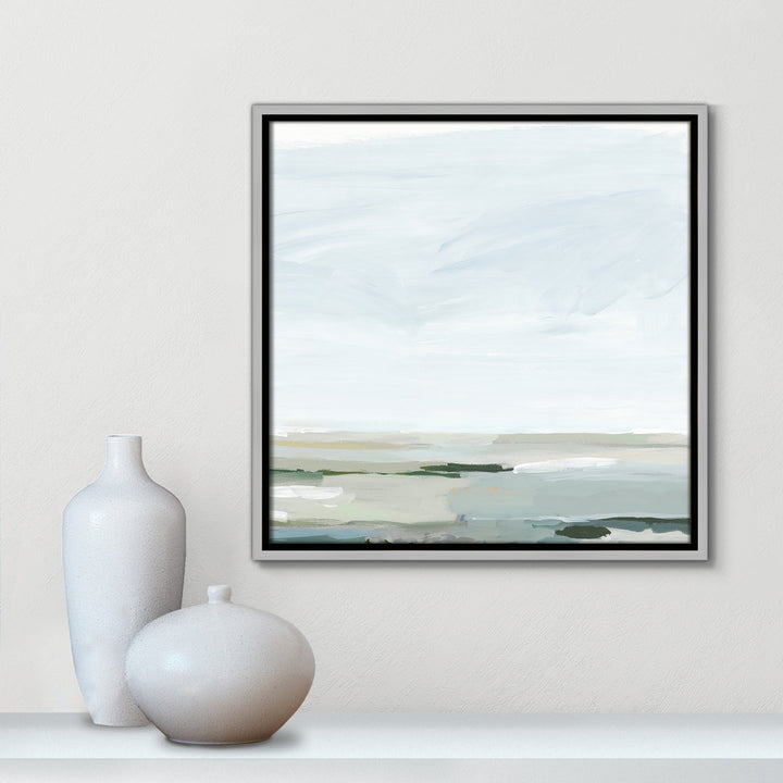 Pure Stillness - Floater Frame Painting Print on Canvas Joss & Main Size: 17.5" H x 17.5" W x 2" D Format: Silver