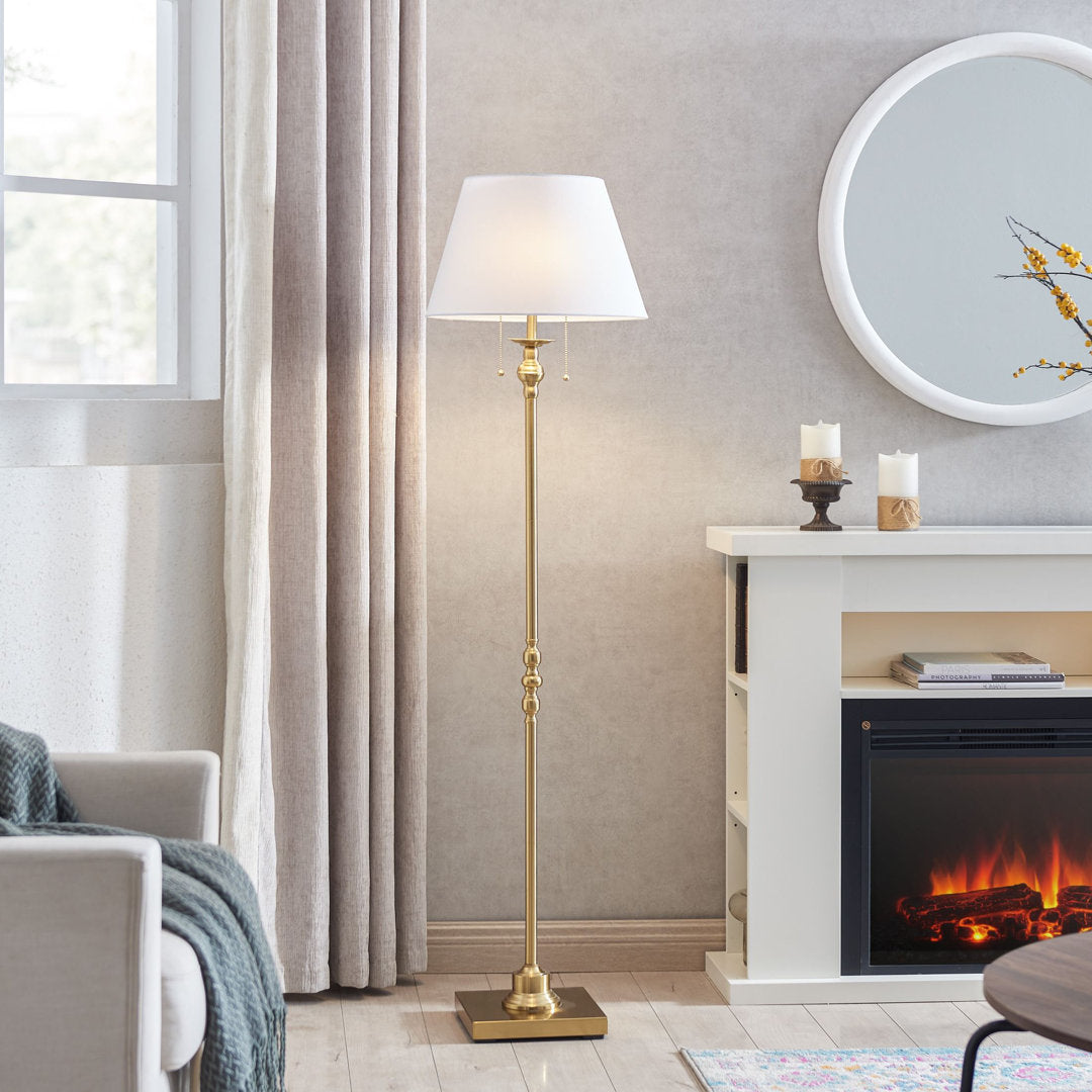 Amiyra 61" Floor Lamp Alcott Hill® Base Finish: Antique Gold