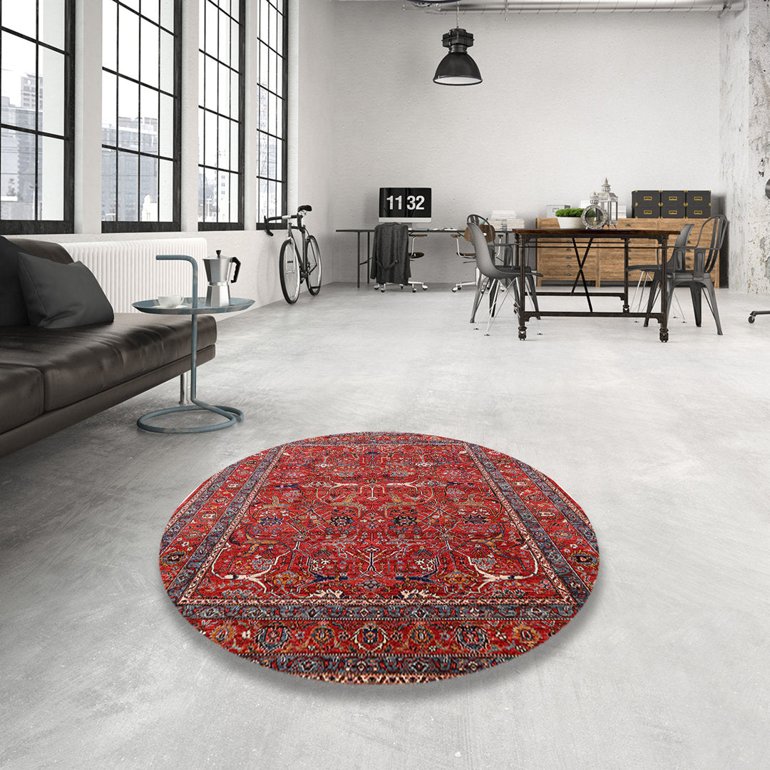 Frauke Oriental Red Area Rug Bungalow Rose Rug Size: Round 4'