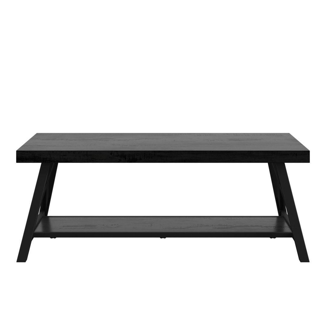 Isakson Trestle Coffee Table with Storage Laurel Foundry Modern Farmhouse® Table Top Color: Black