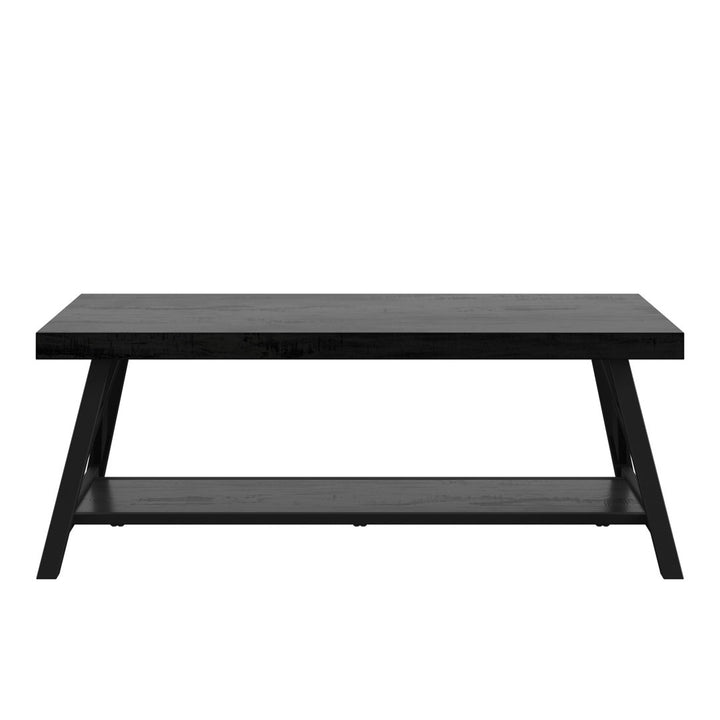 Isakson Trestle Coffee Table with Storage Laurel Foundry Modern Farmhouse® Table Top Color: Black