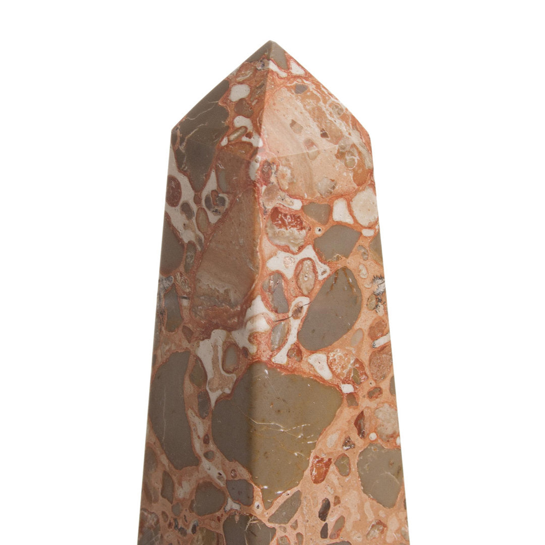 Anneelizabeth Leopard Jasper Gemstone Obelisk Sculpture Mercer41