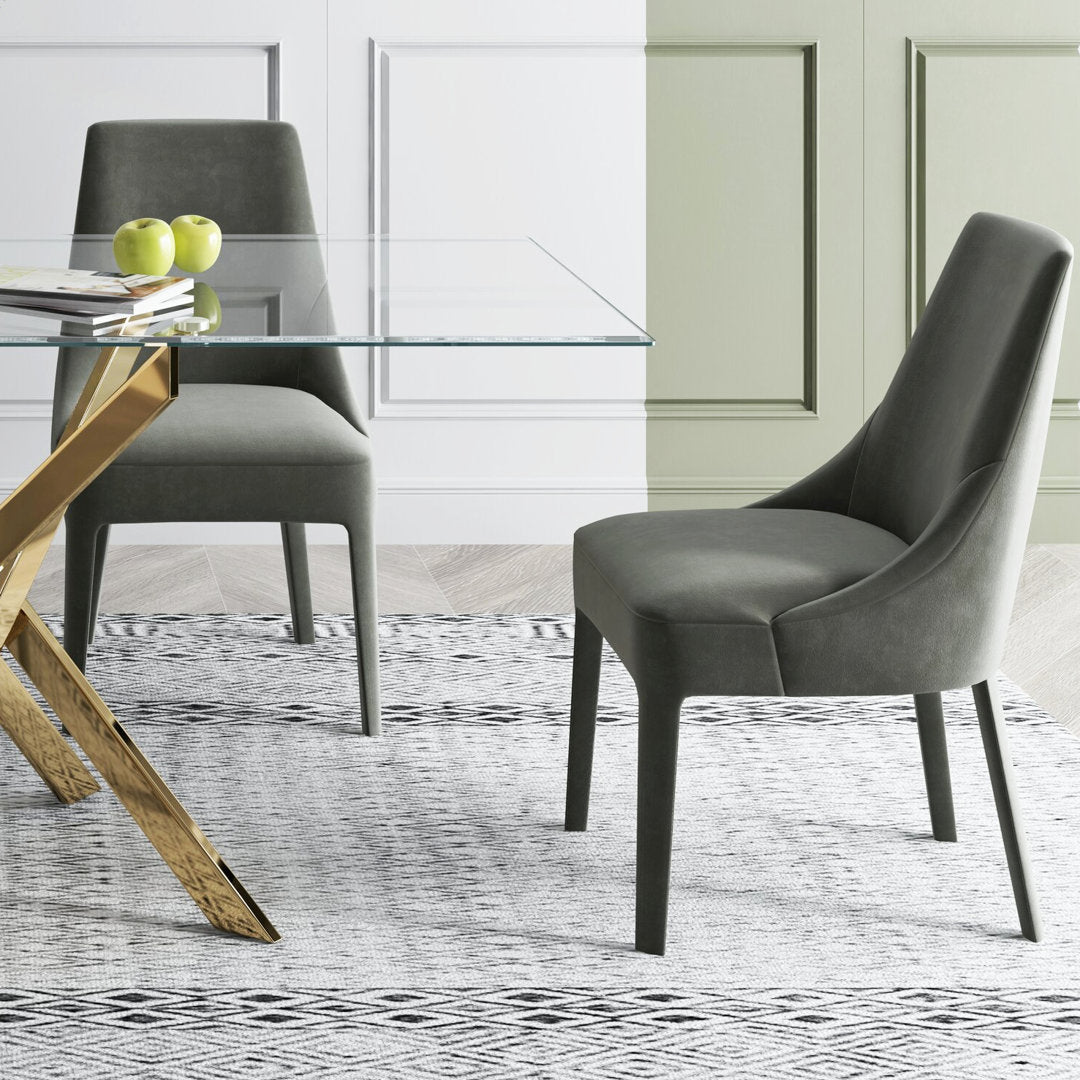 Ceolia 63" Glass Dinning Table with Metal Base for 6 to 8 People Mercer41 Table Base Color: Gold