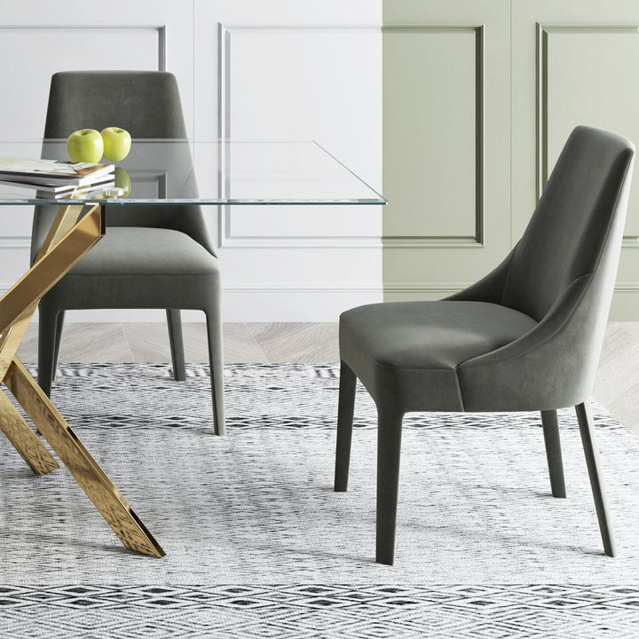 Ceolia 63" Glass Dinning Table with Metal Base for 6 to 8 People Mercer41 Table Base Color: Gold