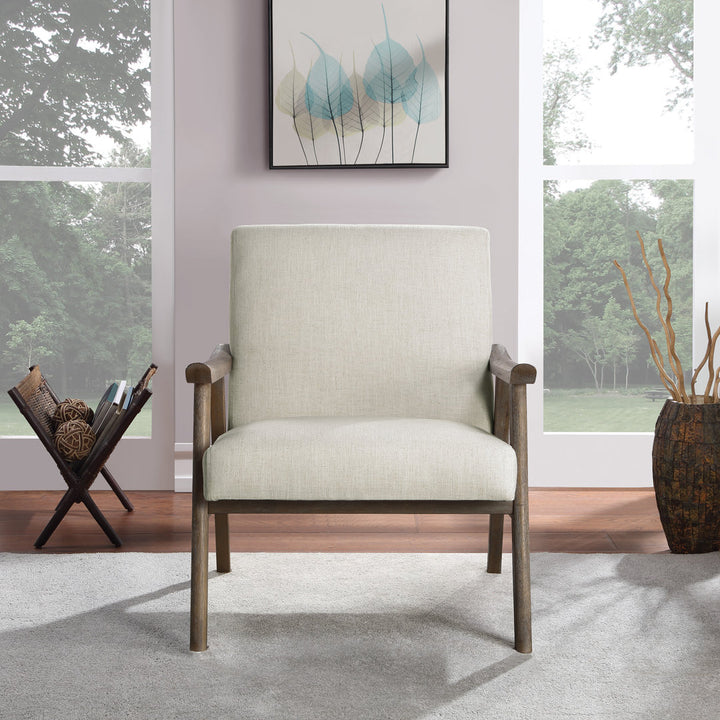 Albury 27.25" Wide Polyester Lounge Chair Wade Logan® Leg Color: Dark Brown Fabric OR Leather Type: Beige 100% Polyester