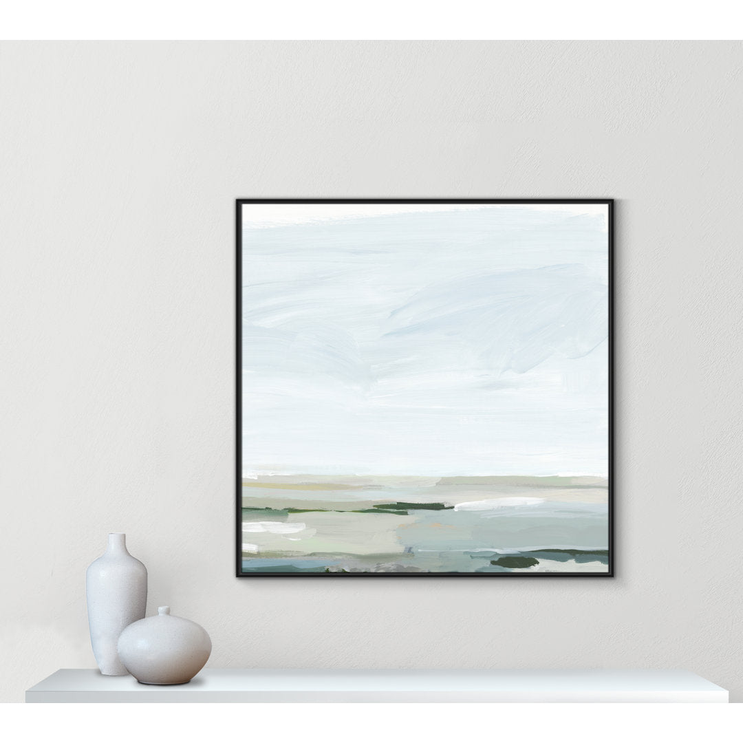 Pure Stillness - Floater Frame Painting Print on Canvas Joss & Main Size: 46.5" H x 46.5" W x 2" D Format: Black
