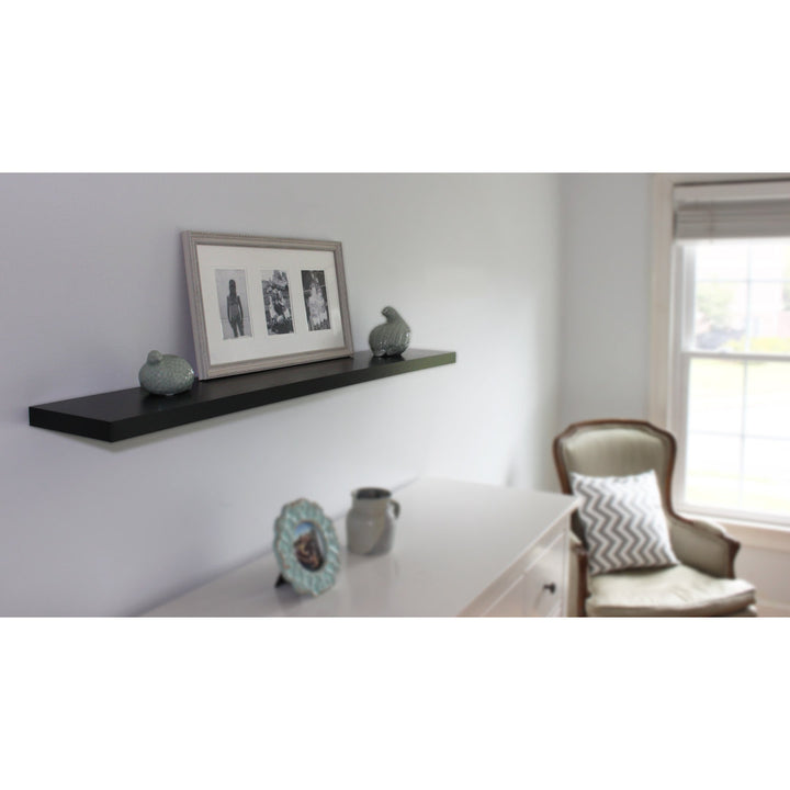 Bellapais Floating Shelf Winston Porter Size: 1.25" H x 47.24" W x 7.75" D Finish: Black