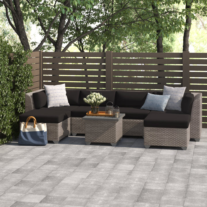 Amjad 7 Piece Outdoor Sectional Seating Group with Cushions Lark Manor™ Cushion Color: Black Performance