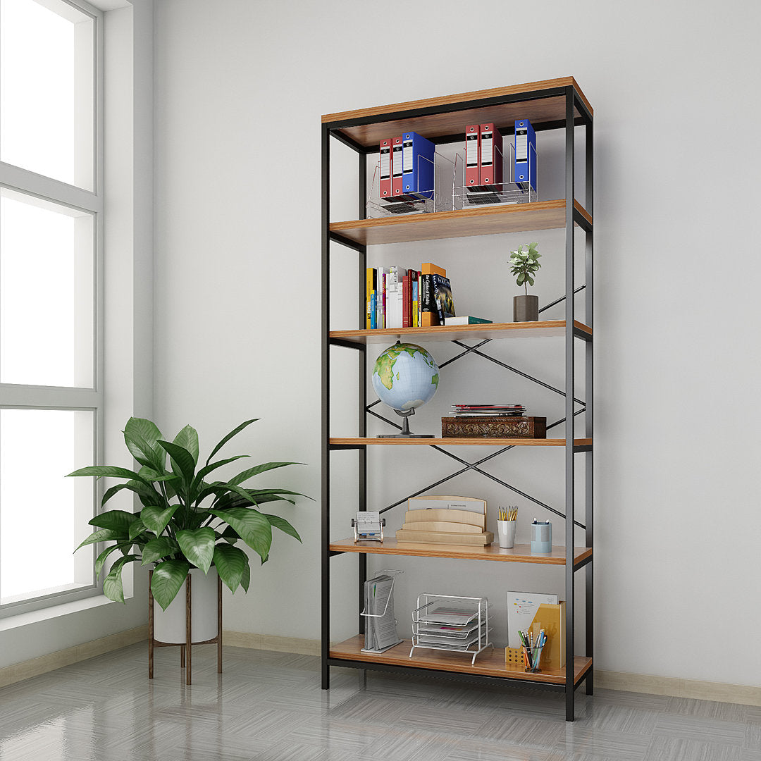 Aidann 70.9'' H X 31.6'' W Iron Standard Bookcase 17 Stories