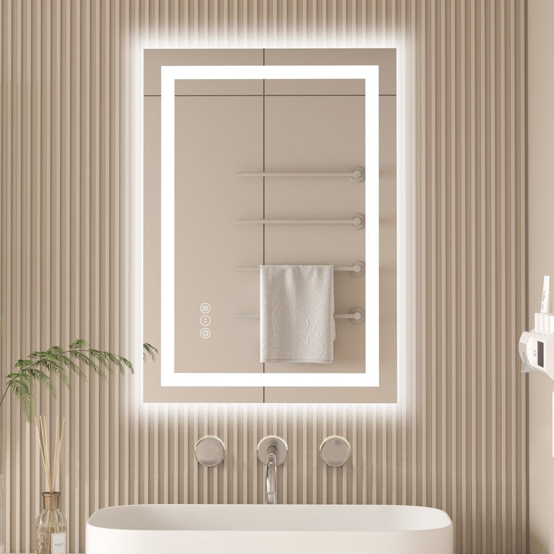 Dokes Frameless LED Vanity Wall Mirror Passed ETL Wrought Studio™ Size: 28" x 20"